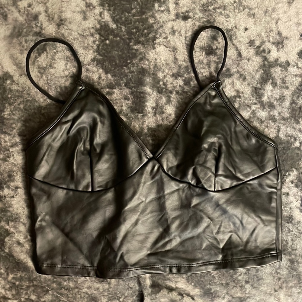 Leather crop top